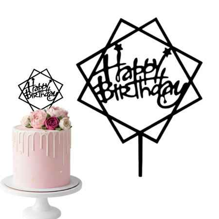 Topper na tort urodzinowy HAPPY BIRTHDAY 11,5x9,5 cm WZ. IV + personalizacja koloru