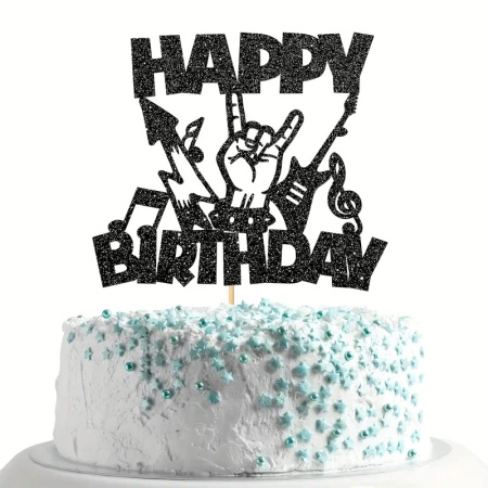 Papierowy topper na tort Happy Birthday MUZYKA ROCK GITARA