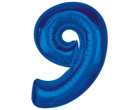 #BFC35 Balon foliowy, cyfra 9, niebieska, 92 cm AA