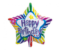 #BFK Balon foliowy Happy Birthday, gwiazda, 19" KK