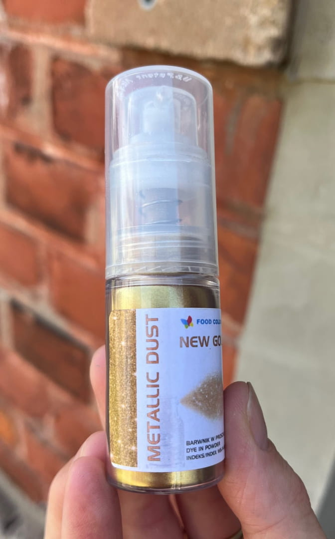 Pyłek metaliczny złoty bez E171 z pompką 10g – opakowanie produktu