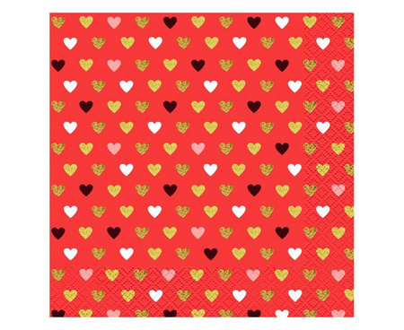 #ZSE_GD Serwetki Kolekcja XOXO (czerwone), certyfikat FSC, 33x33 cm/ 20 szt.