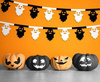 Girlanda papierowa Duszki 3,6 m — biało‑czarna dekoracja Halloween