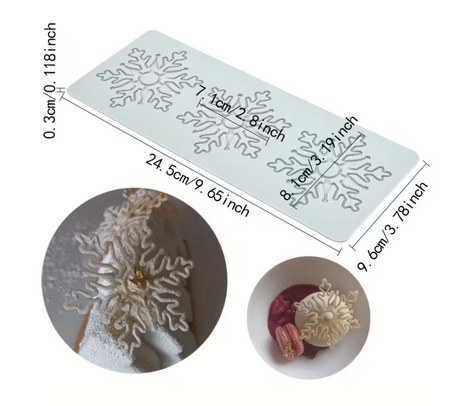 Silikonowa mata do koronek jadalnych dekoracje na tort musowy monoporcje PŁATKI ŚNIEGU