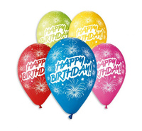 #BL Balony Premium "Happy Birthday (fajerwerki)", 12"/ 5 szt.