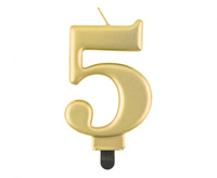 #SC11 Świeczka B&C cyferka 5, metalik złota, 8,0 cm