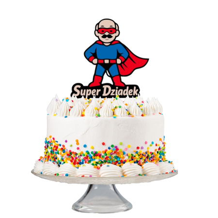 Topper na tort 16x11 cm SUPER DZIADEK DZIEŃ DZIADEK WZ.II