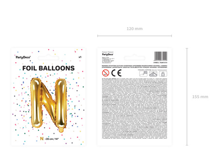 Balon foliowy Litera ''H'', 35cm, srebrny