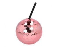 #ZKU Kubek Kula Disco z rurką, różowozłoty, 650 ml