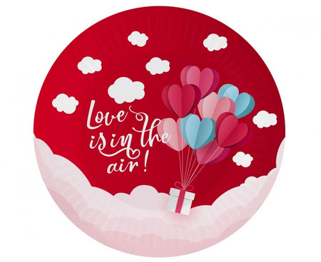 #ZTA_GD Talerzyki papierowe Kolekcja Love Is In The Air (czerwone), 18 cm/ 6 szt. KK