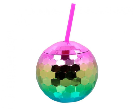 #ZKU Kubek Kula Disco, tęczowa rurka, 600 ml