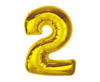 #BFC40 Balon foliowy Smart, cyfra 2, złota, 92 cm  KK
