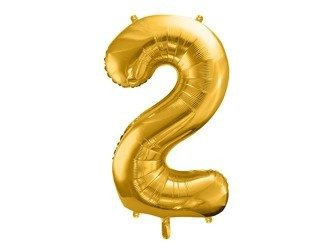Balon foliowy Cyfra ''2'', 86cm, złoty Party Deco