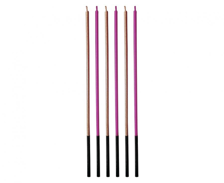 #SU Świeczki B&C metaliczne, róż/złoty róż, 3x3x170mm, 6szt. KK