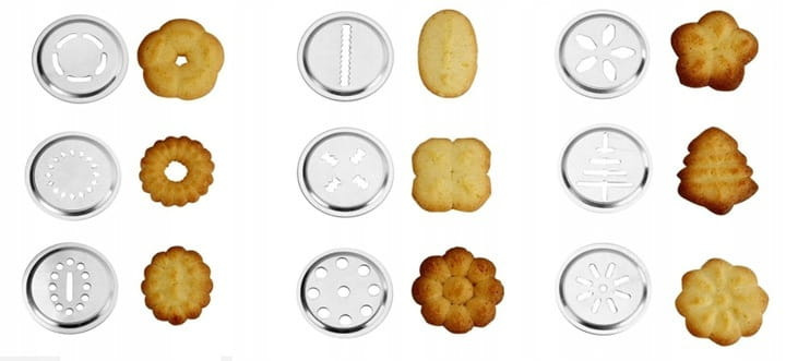 Elementy maszynki do ciastek i szprycy do dekorowania po rozłożeniu