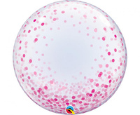 #BFK Balon foliowy 24" QL Deco Bubble, różowe grochy KK