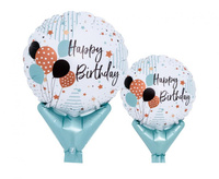 #BFK Balon Ibrex, na patyczek, okrągły 5", Happy Birthday Balloons, 10 szt.