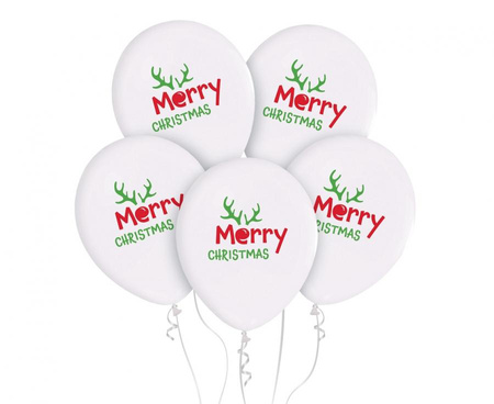 #BL Balony Merry Christmas (z rogami), 12"/ 5 szt.