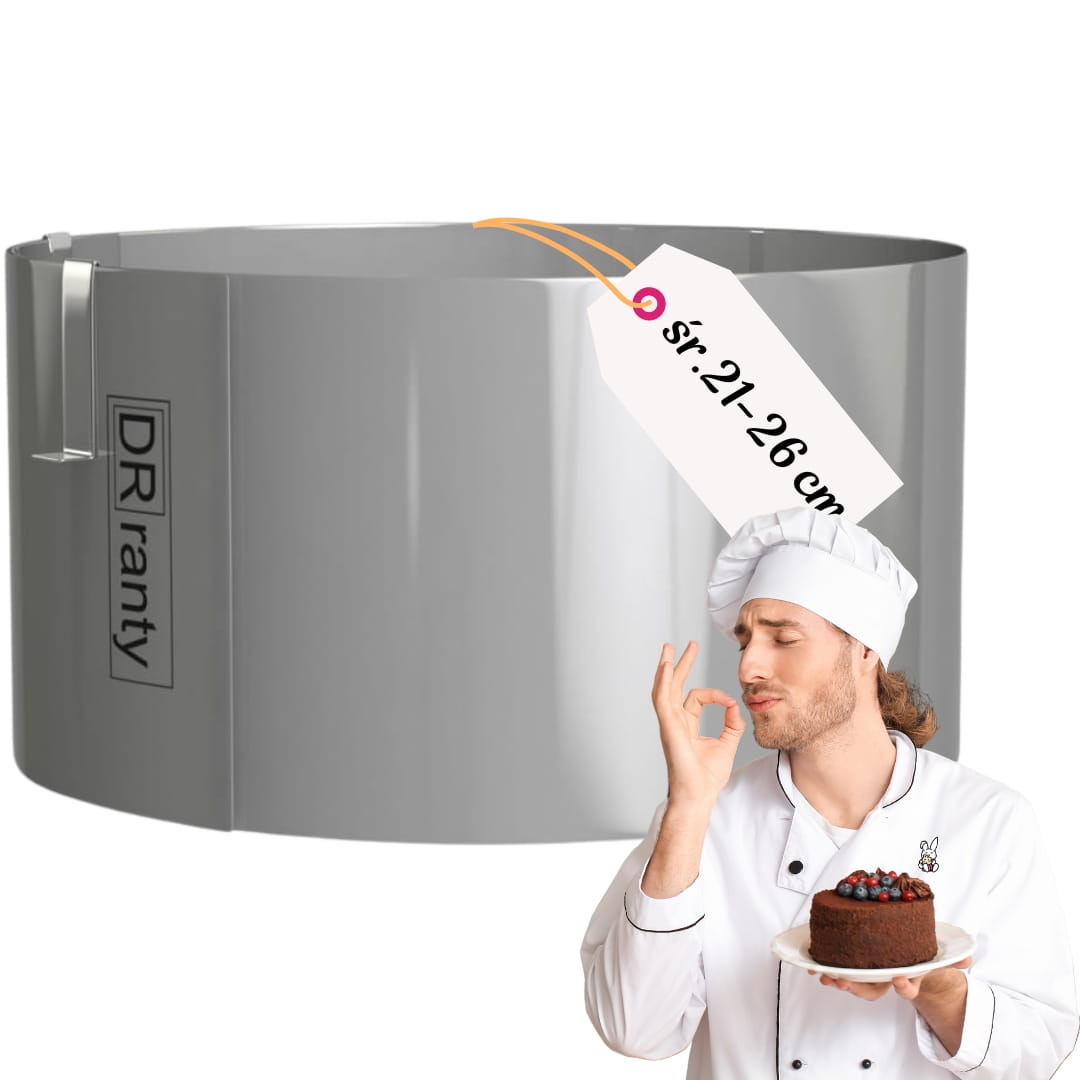 Regulowany rant do tortów 21-26 cm wysokość 14 cm widok ogólny