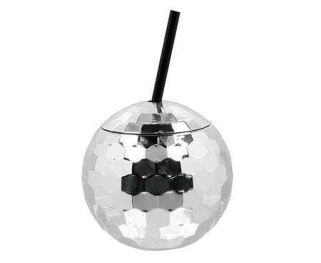 #ZKU Kubek Kula Disco z rurką, srebrny, 600 ml