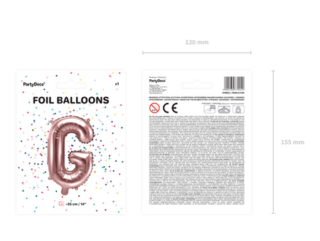 Balon foliowy Litera ''B'', 35cm, ciemny różowy