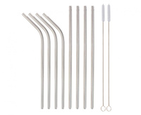 #ZSŁ Rurki metalowe, srebrne, 4 proste, 4 zagięte i 2 szczoteczki