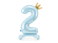 Stojący balon foliowy cyfra ''2'', 84 cm, błękit