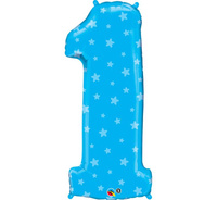 #BFK Balon foliowy 38" QL "Number 1", niebieski w gwiazdki KK