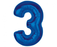 #BFC35 Balon foliowy, cyfra 3, niebieska, 92 cm AA