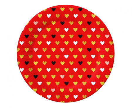 #ZTA_GD Talerzyki papierowe Kolekcja XOXO (czerwone), 18 cm/ 6 szt.