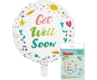 #BFK Balon Ibrex Hel, okrągły 14", Get well soon refresh, packed