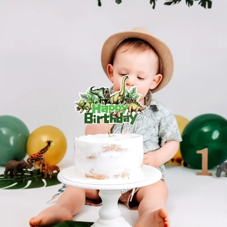 Papierowy topper na tort HAPPY BIRTHDAY DINOZAURY
