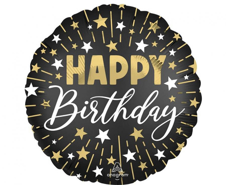 #BFK Balon foliowy 18" SHP - Black silver gold hbd