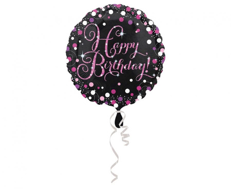 #BFK Balon foliowy 18", "Pink Celebration - HBD" okrągły, 43 cm, zapakowany