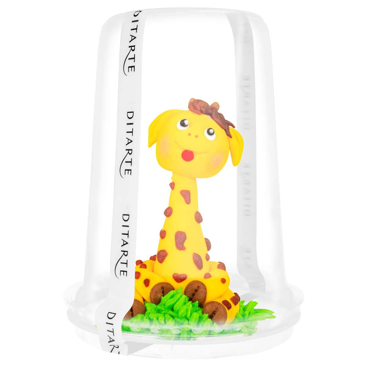 Figurka na tort żyrafa Ditarte ustawiona na torcie