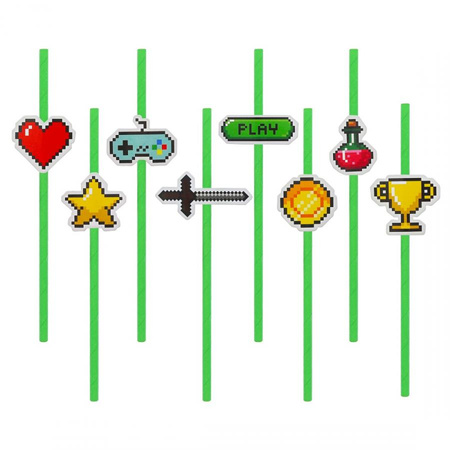 #ZSŁ_GD Słomki papierowe Game On, 8 szt.