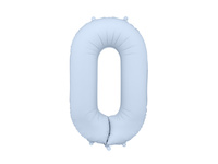 Balon foliowy Cyfra '0', 86cm, mglisty niebieski
