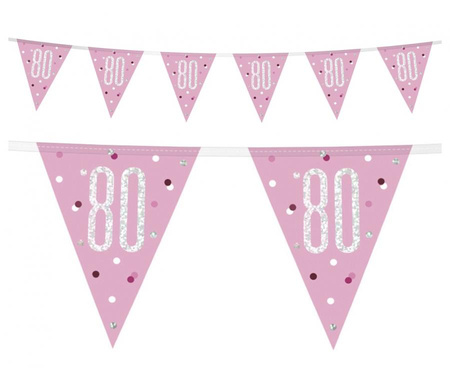 #DEBA Banner Glitz 80, z flagami, różowy, 274 cm