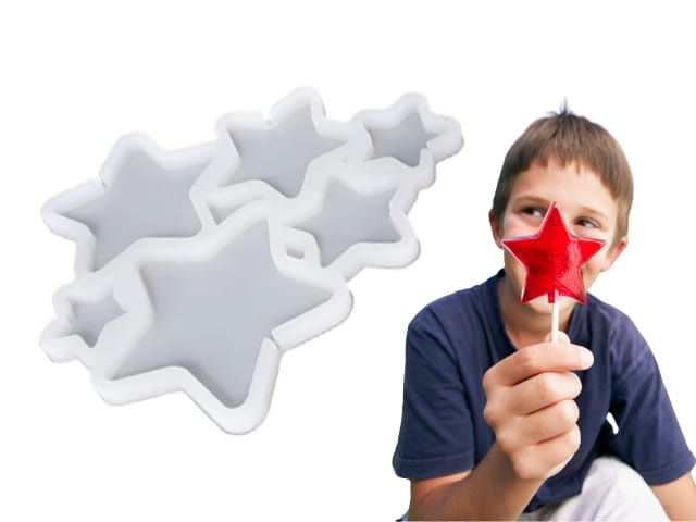 Forma silikonowa do lizaków z izomaltu i czekolady w kształcie gwiazdek