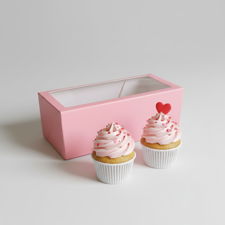 Pudełko na 2 muffinki babeczki 18x9x7 cm RÓŻOWE