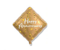 #BFK Balon Ibrex Hel, diament 14", Happy Anniversary Star&Ribbons, packed