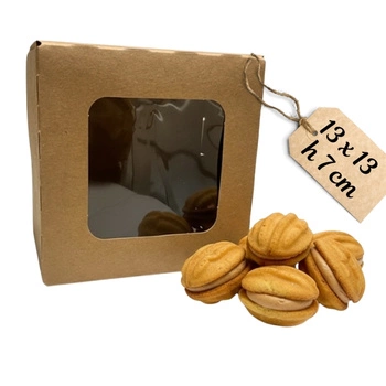 Pudełko na ciasto bento cake z okienkiem 13x13x7 cm KRAFT