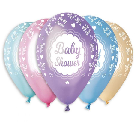 #BL Balony Premium Baby shower, metaliczne, 12 cali / 5 szt.