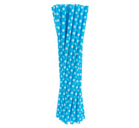 #ZSŁ Rurki (słomki) pap. błękitne w grochy, 6x197mm / 24 szt. KK