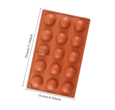 Silikonowa forma do pralin monoporcji żelki PÓŁKULE śr. 3,8 cm 15 gniazd