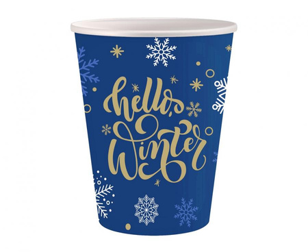#ZKU_GD Kubeczki papierowe Hello Winter Navy Blue, certyfikat FSC, 250 ml/ 6 szt. KK