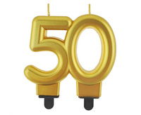 #SC11 Świeczka B&C cyferka 50, metalik złota, 8.0 cm