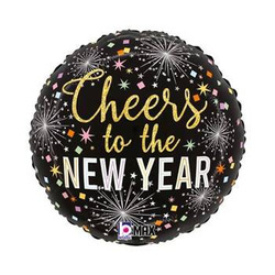 Balon foliowy Nowy Rok, Sylwester, "Cheers To New Year Party", 46cm, Grabo