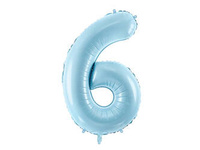 Balon foliowy Cyfra ''6'', 86cm, jasny niebieski Party Deco