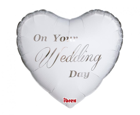 #BFK Balon Ibrex Hel, serce 14", White On Your Wedding Day, packed